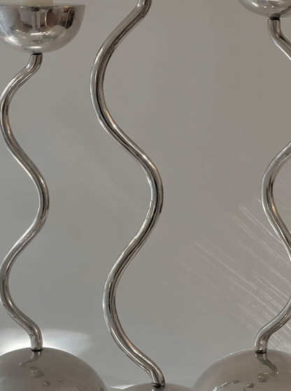 Squiggle Silver Candle Holders