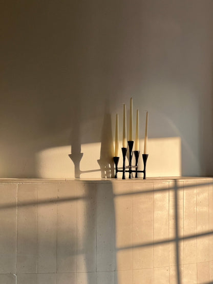 Brutalist Black Candle Stick Holders