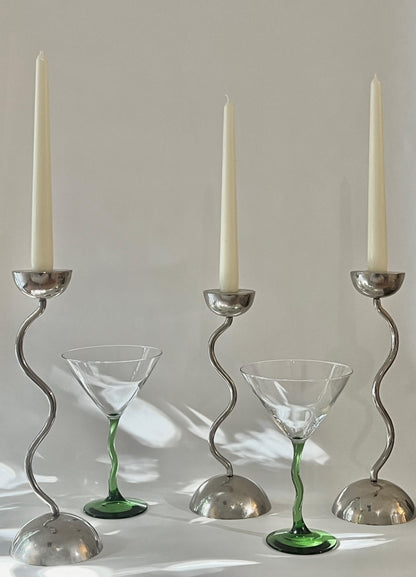 Squiggle Silver Candle Holders