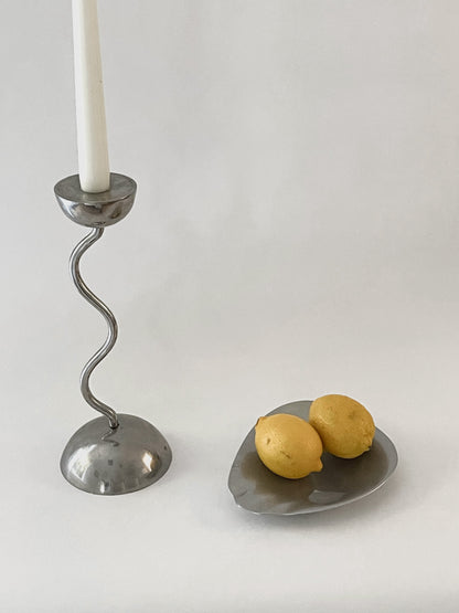 Squiggle Silver Candle Holders